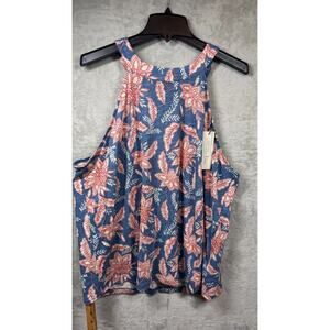 Rachel Zoe NEW Top Womens 2X Sleeveless Pullover Floral Linen Blend Stretch